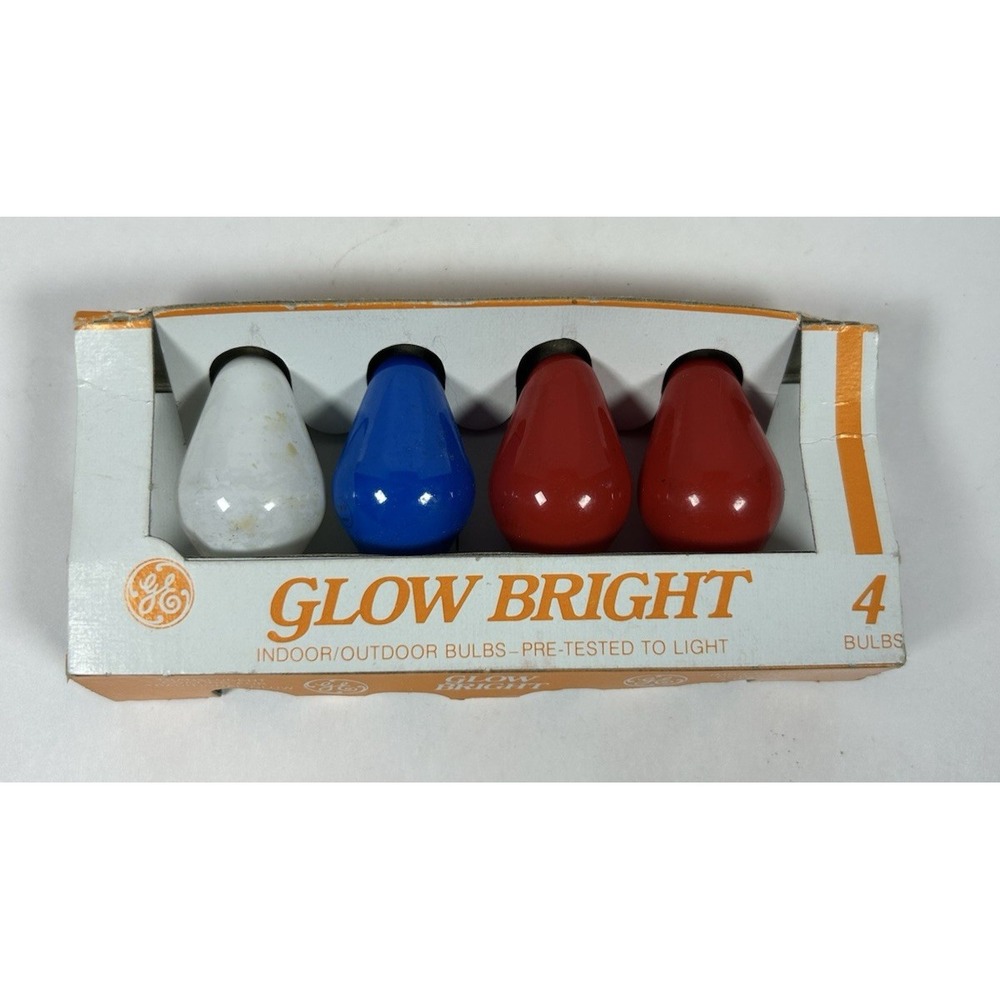 GE Glow Bright C7 Christmas Light Bulbs Replacement NOS Multi Color VTG